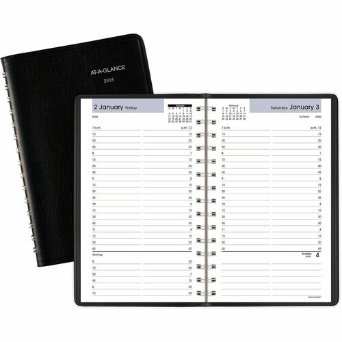AT-A-GLANCE Daily Appointment Book,12 Mth Jan-Dec, 4-7/8"x8", BK