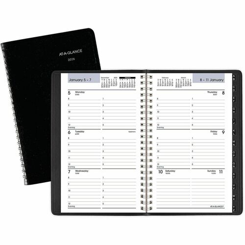 AT-A-GLANCE Weekly Appt Book, 12 Months Jan-Dec, 5"x8", Black