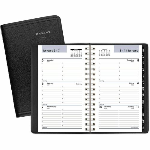 AT-A-GLANCE Wkly Pocket Apptmt Book,12 Month Jan-Dec, 3-3/4"x6", Black