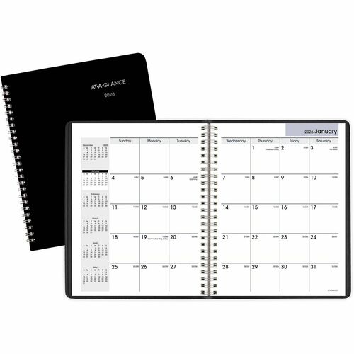 AT-A-GLANCE Monthly Planner, 12 Mths Jan-Dec, 6-7/8"x8-3/4", Black