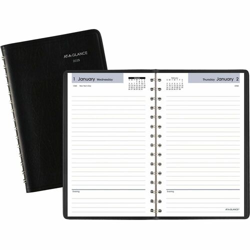AT-A-GLANCE Daily Planner,No Appt Times, 12 Mths Jan-Dec,4-7/8"x8", BK