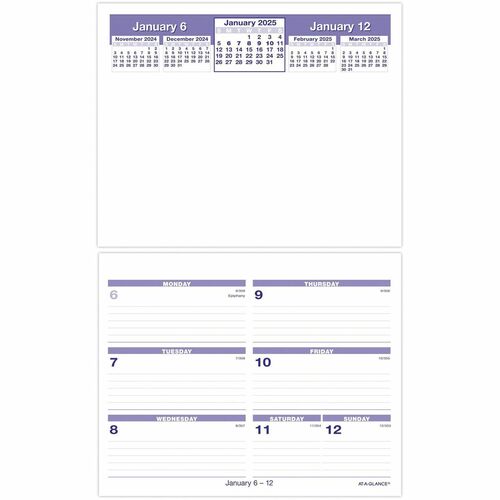 AT-A-GLANCE Weekly Calendar Refill, 12 Mths Jan-Dec, 5-5/8"x7"