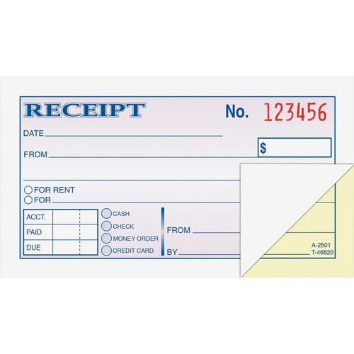 Adams Money Receipt Book,TapeBnd,2-Part,2-3/4"x5-3/8",50 Set,WE/CA