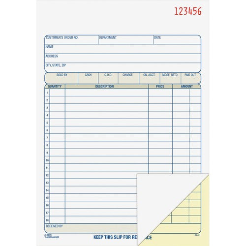 Adams Sales Order Book, 2-Part, 50 Sets, 5-9/16"x8-7/16"