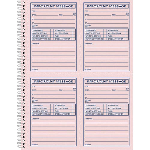 Adams Message Pad,Spiral,Carbonless,11"x8-1/4",200 Sets/Book,Multi