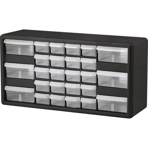 Akro-Mils Stackable Cabinet,26 Drawers,20"x6-3/8"x10-11/32",Black/Gray