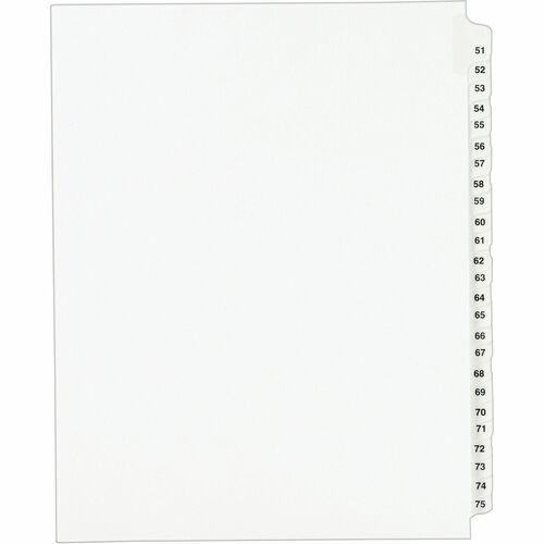 Avery Index Dividers, Exhibit 51-75, Side Tab, 25/ST, WE