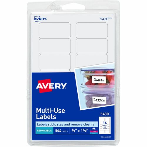 Avery Labels,Removable,Multipurpose,3/4"x1-1/2",504/PK,White