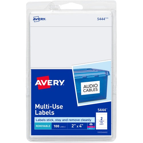 Avery Labels,Removable,Multipurpose,2"x4",100/PK,White