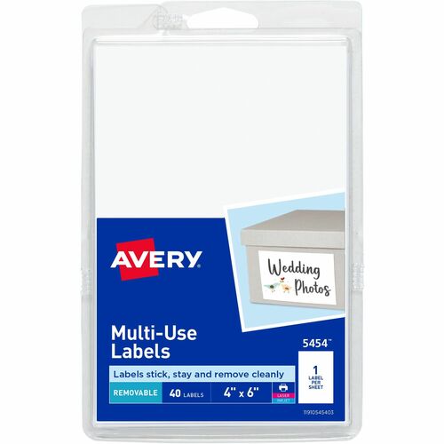 Avery Labels,Removable,Multipurpose,4"x6",40/PK,White