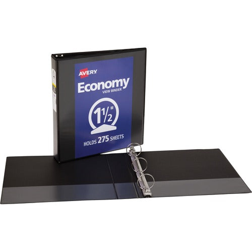 Avery View Binder, 1-1/2" Round Rings, Economy, 8-1/2"x11", BK