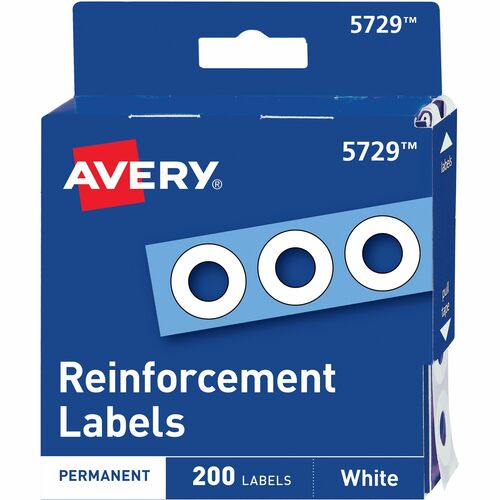 Avery Reinforcements, Roll Dispnsr,1/4" Diameter, 200/PK, White