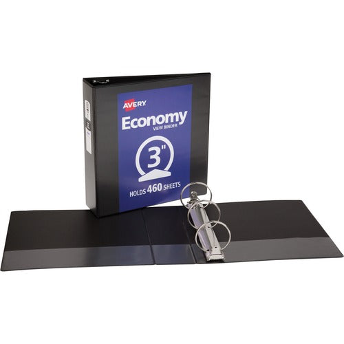 Avery View Binder, 3" Round Rings, Economy, 8-1/2"x11", BK