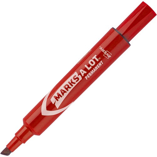 Avery Markers, Permanent Ink, 3/16"Chisel Point,1 DZ, Red Ink