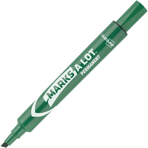 Avery Large Permanent Ink Markers, Chisel Point, Green Ink