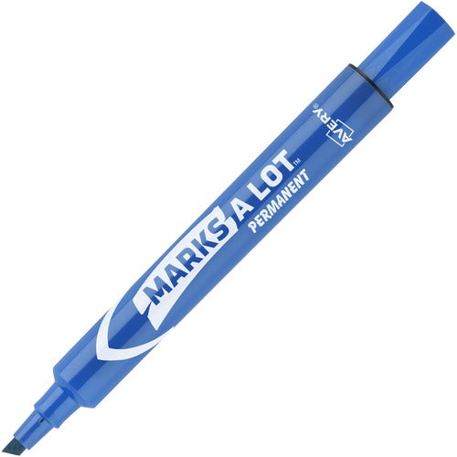 Avery Large Permanent Ink Markers, Chisel Point, Blue Ink