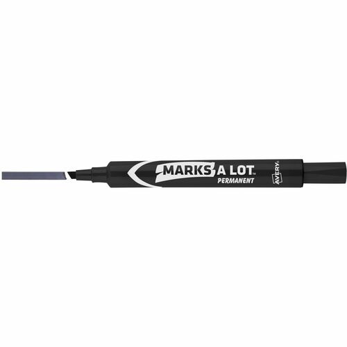 Avery Large Permanent Ink Markers, Chisel Point, Black Ink