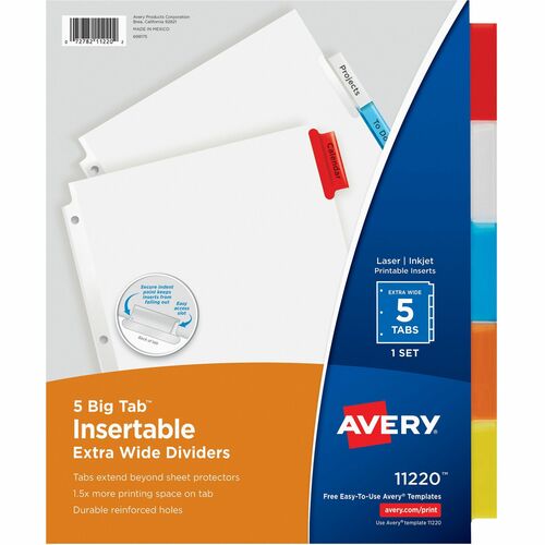 Avery Extra Wide Insertable Dividers,Big Tab,11"x9",5 Tab/ST, MI