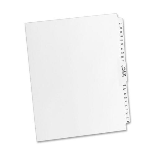 Avery Index Divider,51-75,w/Table of Content,11"x8-1/2",WE