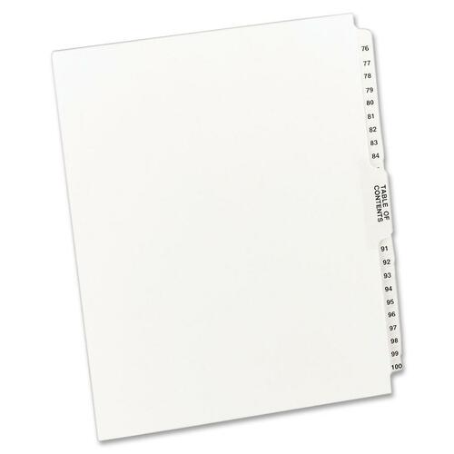 Avery Index Divider,76-100W/Table of Content, 11"x8-1/2",WE