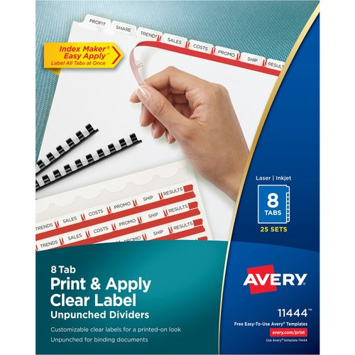 Avery Index Maker, Laser, Unpunched, 8-Tab,25-Set/BX,11"x8-1/2",WE