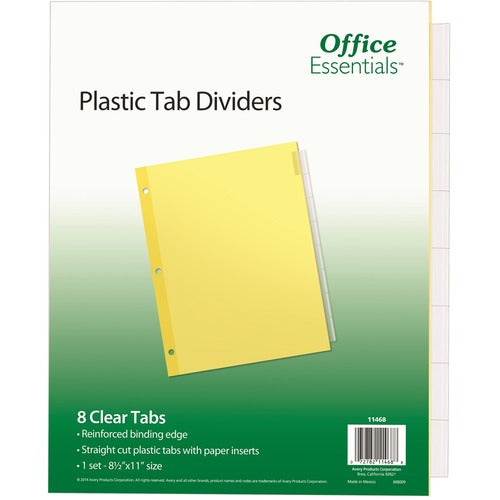 Avery Economy Insertable Dividers, 11"x8-1/2", 8 Tabs, Clear