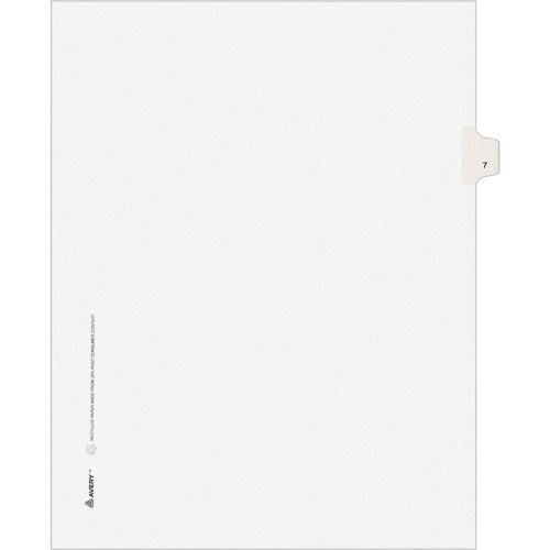 Avery Numeric Divider, "7", Side Tab, 8-1/2"x11", 25/PK, White