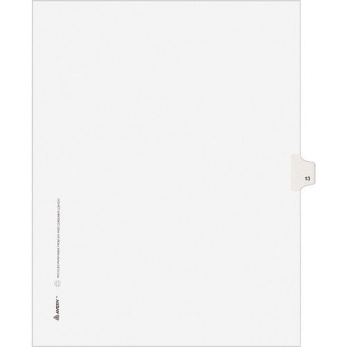 Avery Numeric Divider, "13", Side Tab, 8-1/2"x11", 25/PK, White