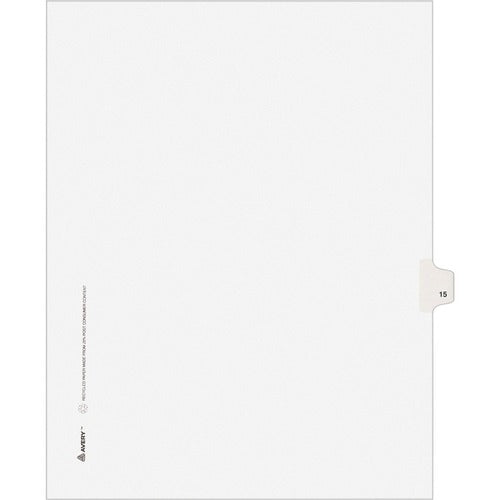 Avery Numeric Divider, "15", Side Tab, 8-1/2"x11", 25/PK, White