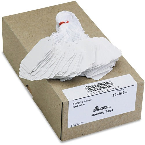Avery Marking Tags, Strung, 2-5/32"x1-7/16", 1000/BX, White
