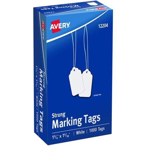Avery Marking Tags, Strung, 1-3/4"x1-3/32", 1000/BX, White