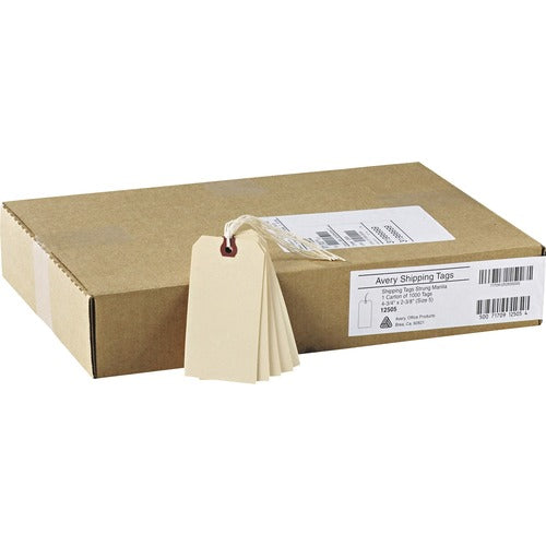 Avery Shipping Tags, No 5 Strung, 4-3/4"x2-3/8", 1000/BX, Manila