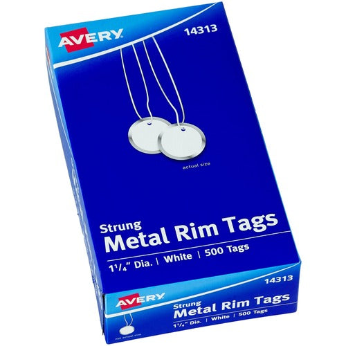 Avery Metal Rim Tag, 1-1/4" Diameter, 500/BX, White