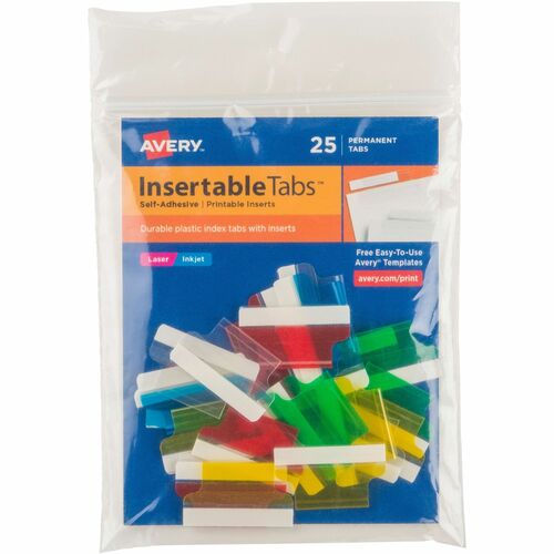 Avery Index Tabs, w/ Printable Inserts, 1"L, 25/PK, Assorted