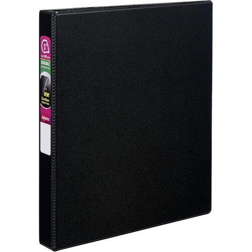 Avery Binder w/Label Holder, Slant Ring, 1" Cap, 8-1/2"x11", Black