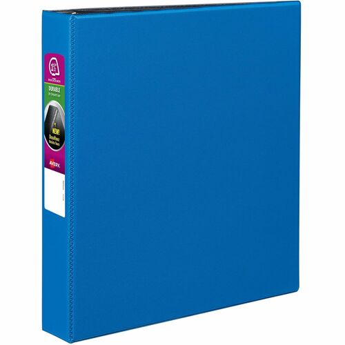 Avery Binder w/Label Holder,Slant Ring,1-1/2" Cap,8-1/2"x11",Blue