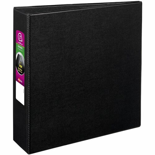 Avery Binder w/Label Holder, Slant Ring, 3" Cap, 8-1/2"x11", Black
