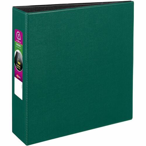 Avery Binder w/Label Holder, Slant Ring, 3" Cap, 8-1/2"x11", Green
