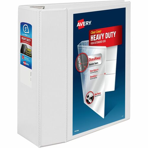Avery View Binder, Hvy-dty, EZD Ring, 5" Cap, White