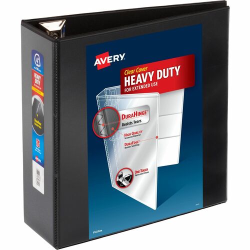 Avery View Binder, DuraHinge, 4" Capacity, 8-1/2"x11", Black