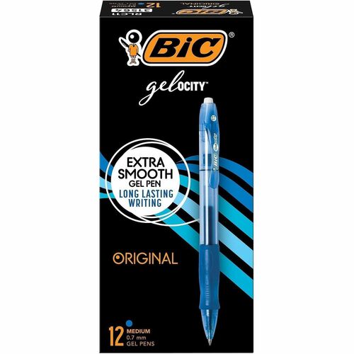 Bic Pen, Gel, Retractable, 0.7mm Point, Blue