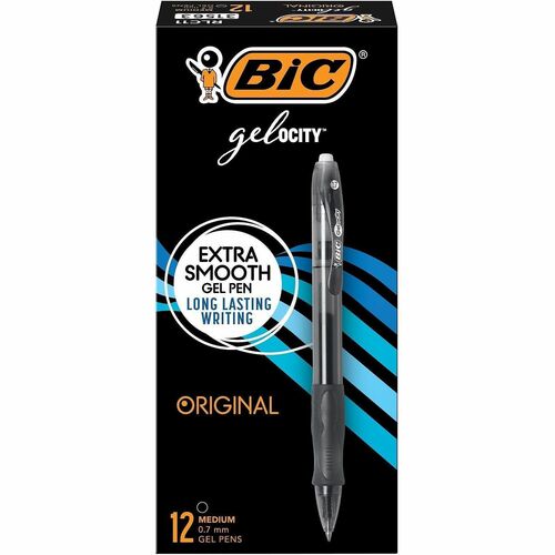 Bic Pen, Gel, Retractable, 0.7mm Point, Black