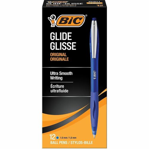 Bic Atlantis Retractable Pen, Med Point, Metal Clip,Blue Ink