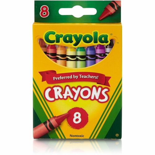 Crayola Crayon Set, 3-5/8", Permanent/Waterproof, 8/BX, Assorted
