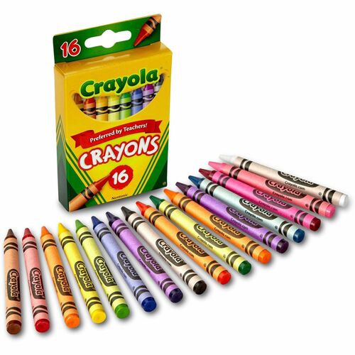 Crayola Crayon Set, 3-5/8", Permanent/Waterproof, 16/BX, Assorted