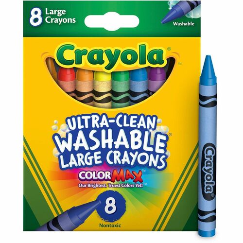 Crayola Crayons, Bright, Washable, Nontoxic, 8/BX, Assorted