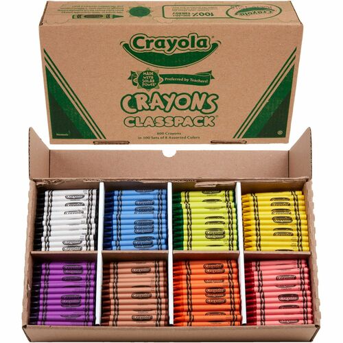 Crayola 8 Color Crayon Classpk, Regular 3-5/8"x5/16",800/BX, AST