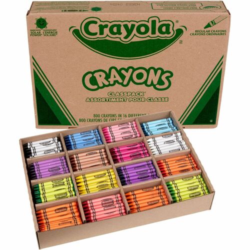 Crayola Crayon Classpack,Regular 3-5/8"x5/16",800/BX,16 AST Colors