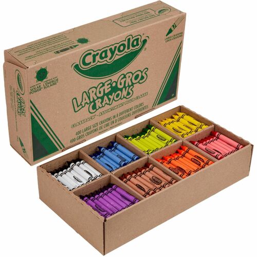 Crayola 8 Color Crayon Classpk, Large, 4"x7/16", 400/BX, AST