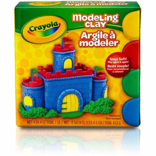 Crayola Modeling Clay, Nondrying, 4oz, 4/BX, Assorted